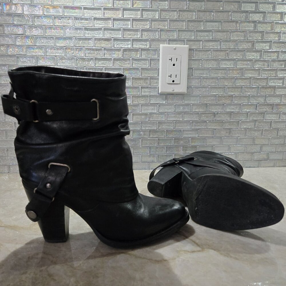 Black leather boots